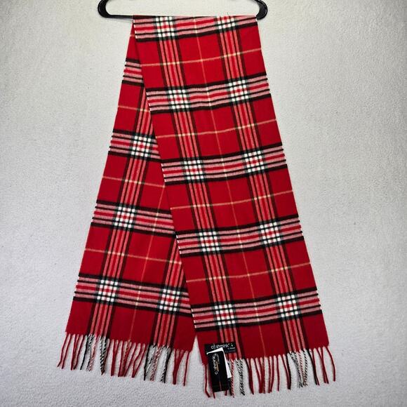 Cashmink Winter Scarf Classic Red Plaid V Fraas Soft Made In Germany 11"x61" NWT - Picture 1 of 5
